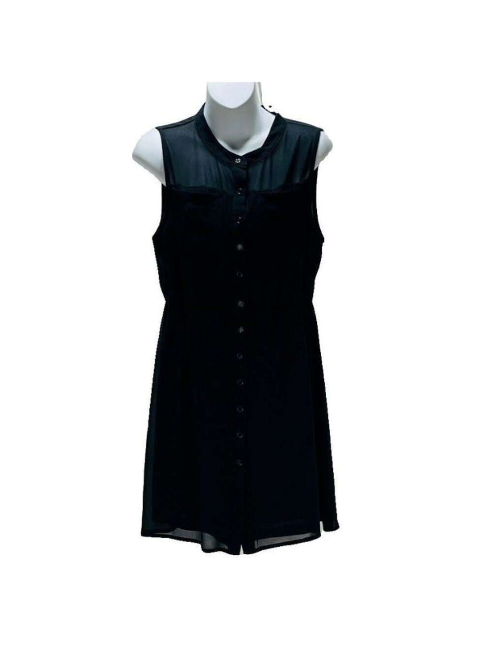 Papermoon Black Sleeveless Button-Down Dress MP 100% Polyester